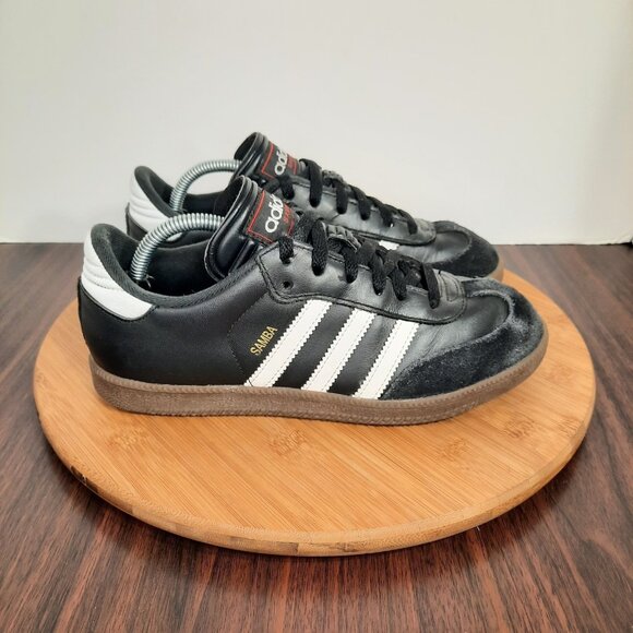 Adidas Samba Classic Mens/Youth 5 Shoes Core Black Gold Suede Soccer Sneakers - Picture 1 of 10